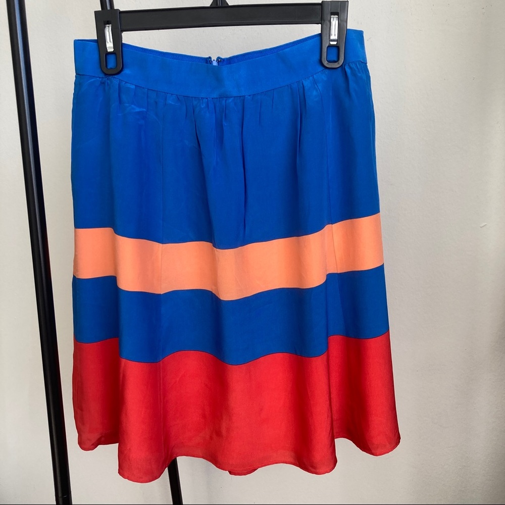 J. Crew silk skirt, size 6, blue orange red, NWT